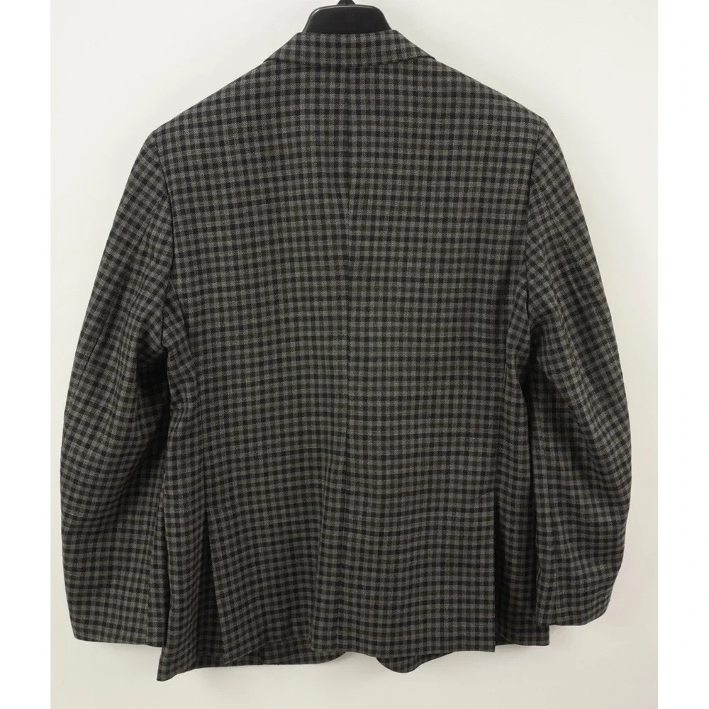 Byron Slim Unstructured Hopsack‎ Wool Sport Coat Men's 44R Gray Blue Green Check